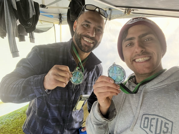 Peter and Mike with their medals after the adventure race