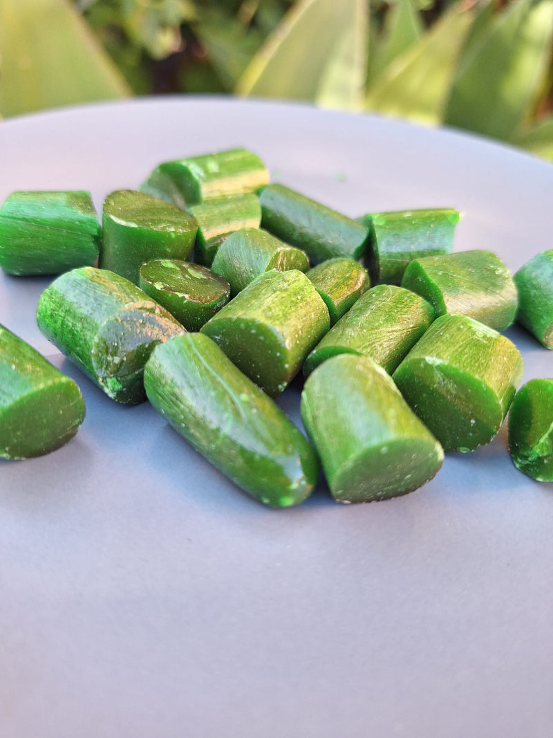 Pieces of the electrolyte candy on a plate