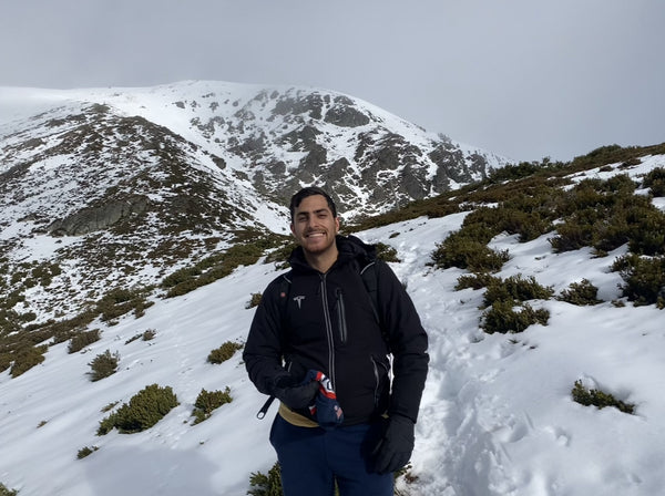 Pete on a snowy alpine trail